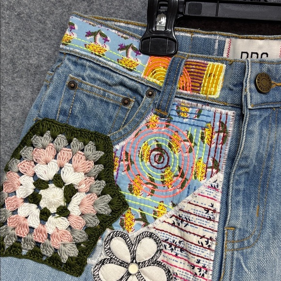 Urban Outfitters denim multi color  leg  BDG Multicolor Patchwork Flare jeans 25 - Picture 10 of 16